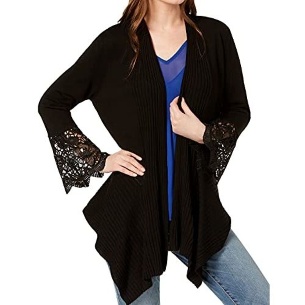 INC International Concepts Lace Cuff Open Cardigan